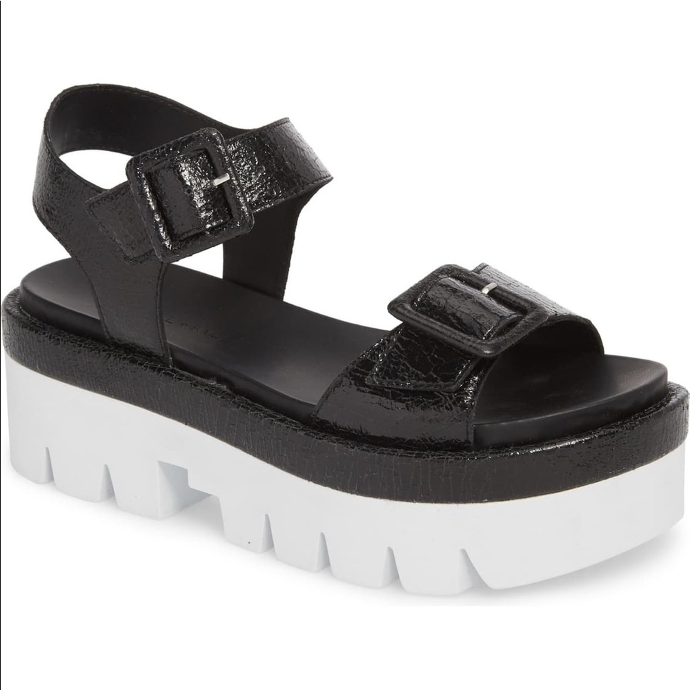 Kendall + Kylie Wave Black Leather Platform Sandal